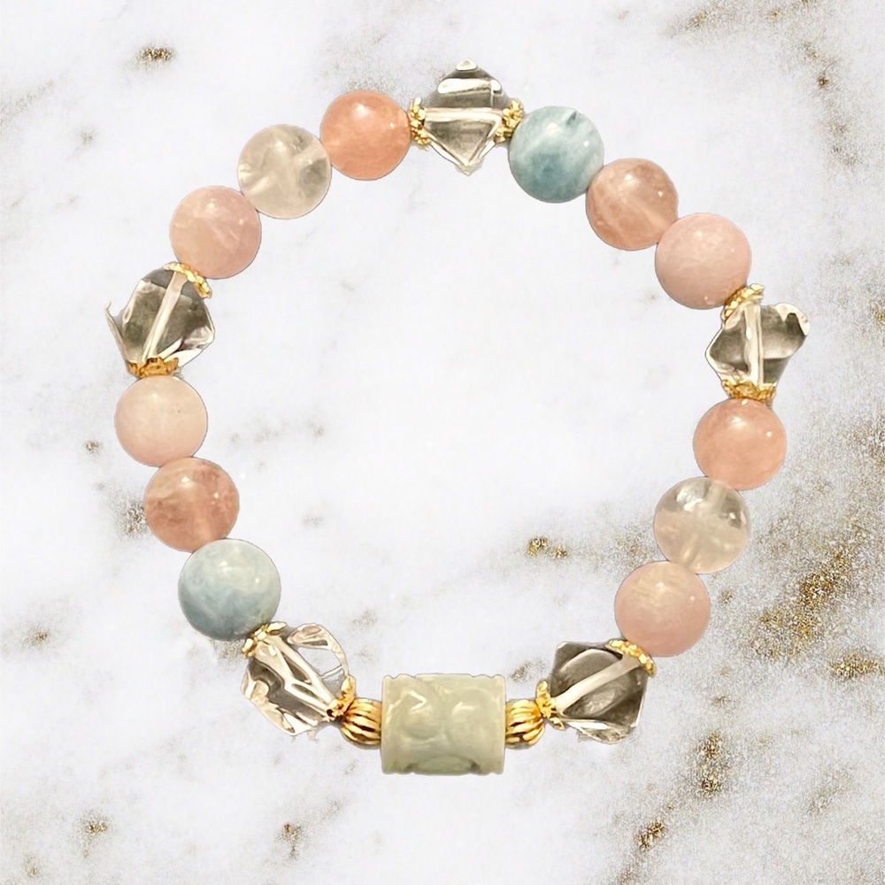 Morganite with Jade Charm Bracelet